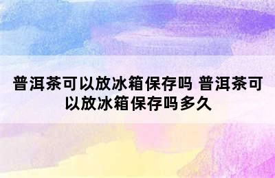 普洱茶可以放冰箱保存吗 普洱茶可以放冰箱保存吗多久